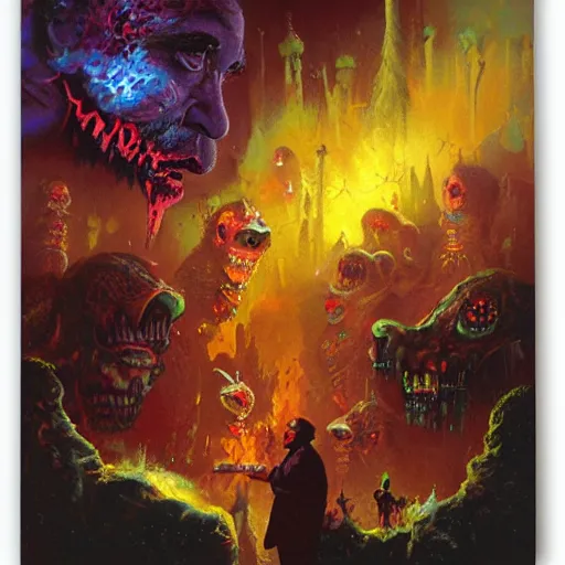 Image similar to tony soprano in hell by paul lehr and moebius