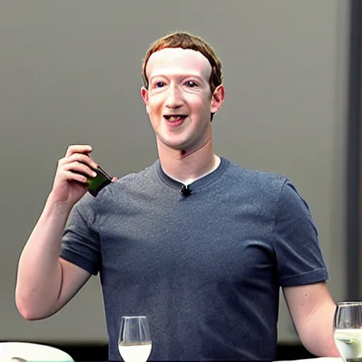 Image similar to mark zuckerberg holding a coaster up to the camera