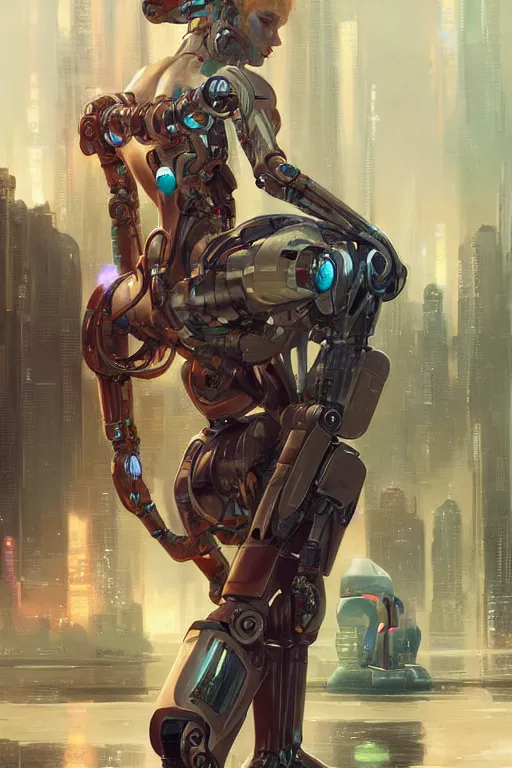 Image similar to Ultra realistic illustration,a robot and a woman are boyfriends, cyberpunk, sci-fi, fantasy, intricate, elegant, highly detailed, digital painting, artstation, concept art, smooth, sharp focus, illustration, art by artgerm and greg rutkowski and alphonse mucha