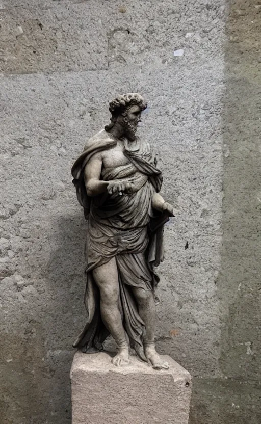 Prompt: a roman statue depicting a pidgeon