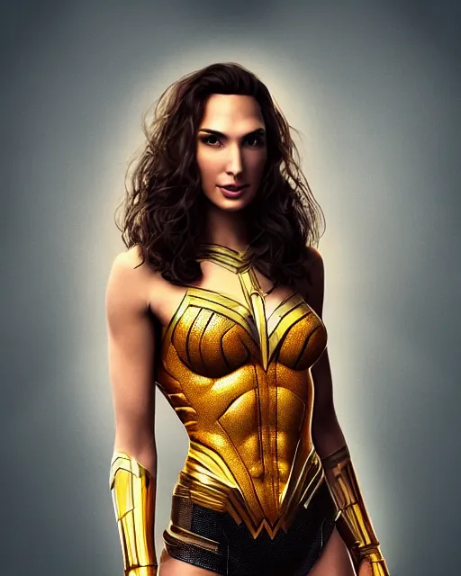 Image similar to beautiful gal gadot as honey, made of honey, wearing honey - themed miniskirt, award winning creature portrait photography, extremely detailed, artstation, 8 k, sensual lighting, incredible art, wlop, artgerm, backlit, rim lighting, hi - fructose