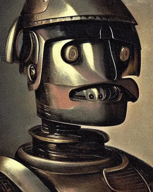 Image similar to 17th century portrait of robocop