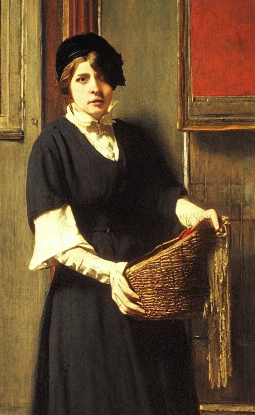 Prompt: maid in the manor by frederick goodall
