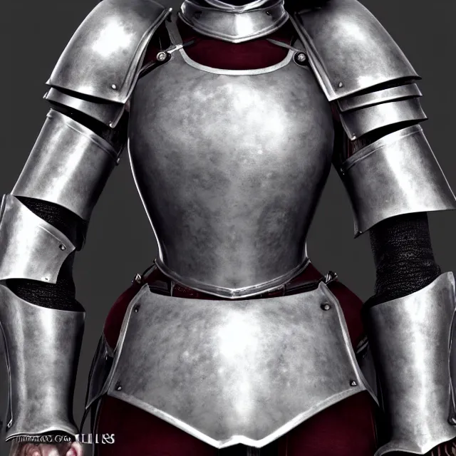 Image similar to perfectly centered close up portrait of a female knight in full body armor, candid photography, by anne stokes, updo, highly detailed, unreal engine 5