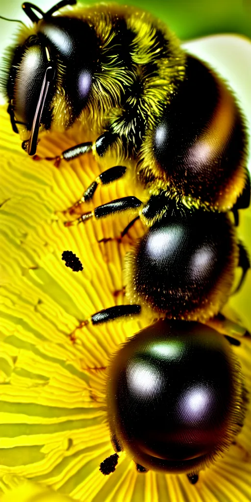 Image similar to fat fat spherical bumblebee in a flower puking pollen, airbrush 8 0 s photography, polished, 8 5 mm, intricate, sharp detailed focus airbrush