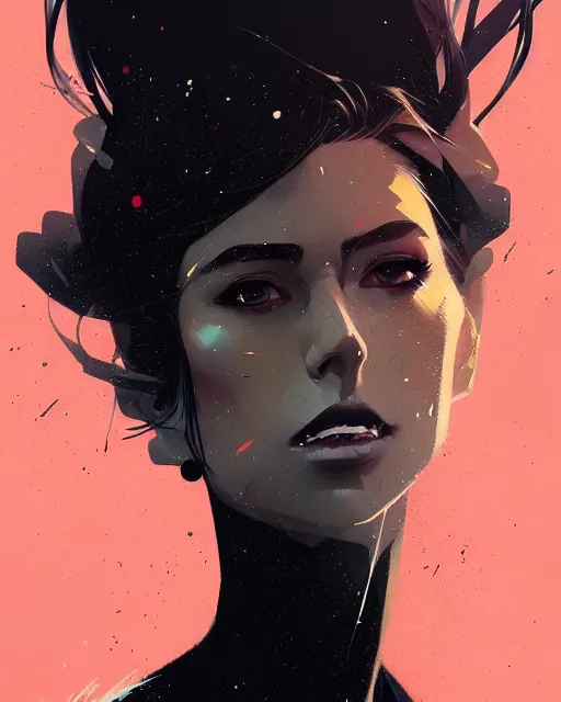 Image similar to a ultradetailed beautiful portrait panting of a stylish woman in a black dress, by conrad roset, greg rutkowski and makoto shinkai trending on artstation