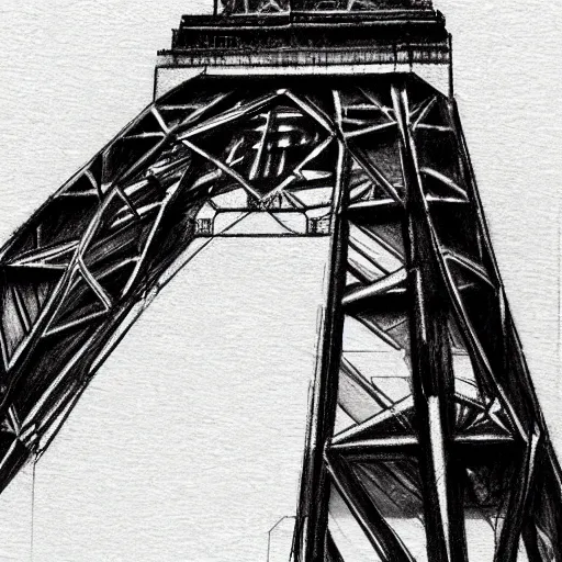 Image similar to close up blackpool tower, pencil sketch, realistic shaded, fine details, realistic shaded lighting poster by greg rutkowski