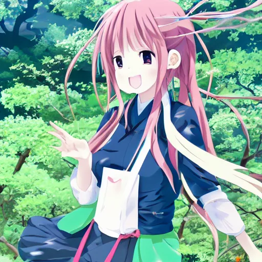 Image similar to Anime, girl, cute, Nature, Japan, hyper-detailed, outdoors, 8k,