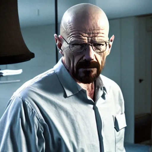 Image similar to walter white as a werewolf, film still, high detail