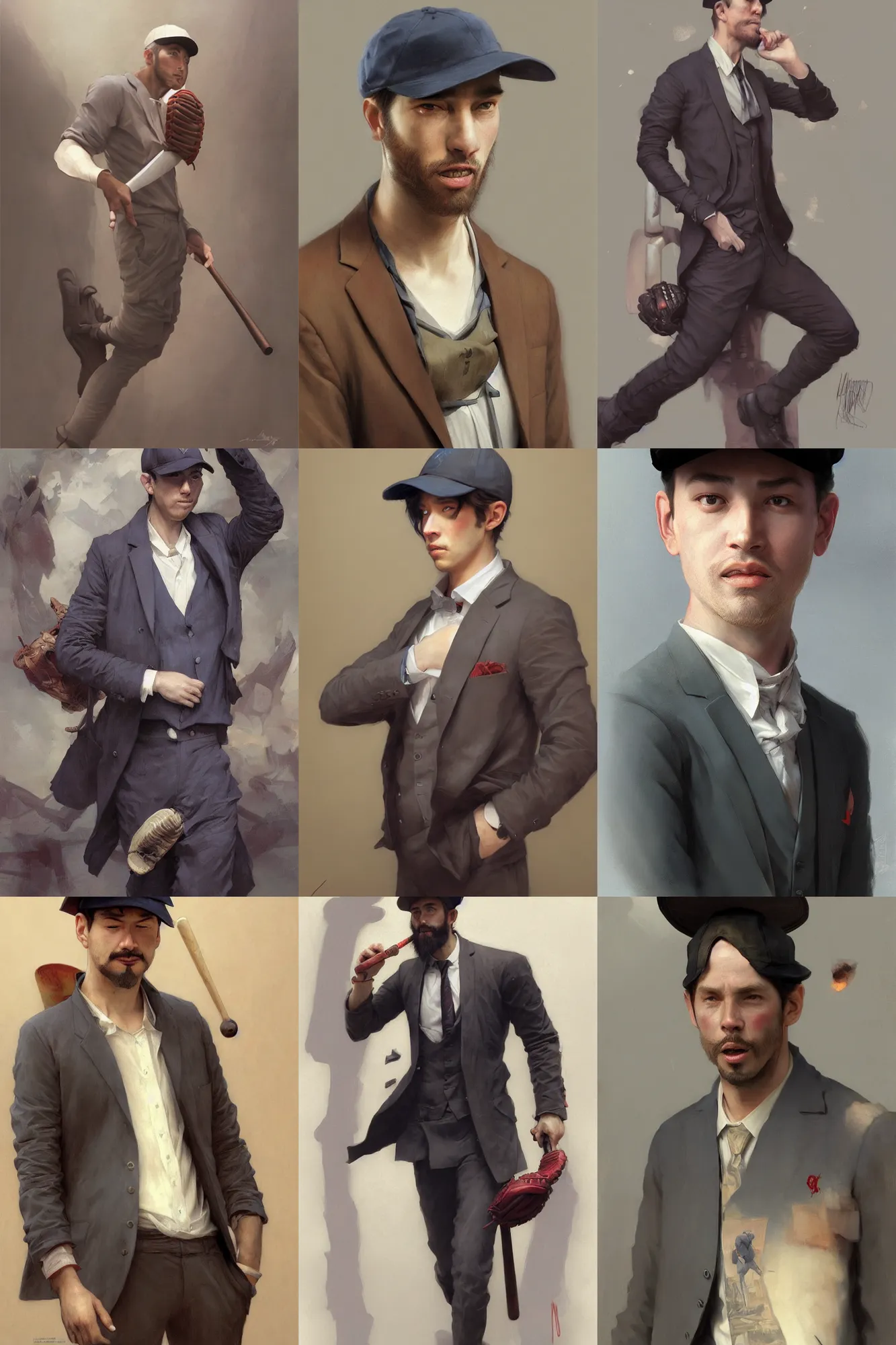 Prompt: depiction Baseball cap Man in A three piece suit with a baseball cap on illustration by Ruan Jia and Mandy Jurgens and William-Adolphe Bouguereau, Artgerm, 4k, digital art, surreal, space dandy style, highly detailed, godsend, artstation, digital painting, concept art, smooth, sharp focus, illustration by Ruan Jia and Mandy Jurgens and William-Adolphe Bouguereau