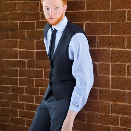 Image similar to Blue eyed ginger 23 year old man with stubble, corporate portait, headshot, profile