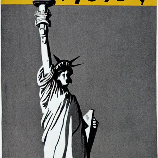 Image similar to The Statue of Liberty, 1950s propaganda poster