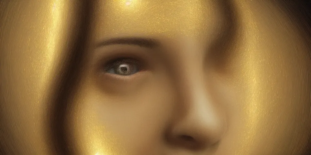 Image similar to realistic portrait of celestial being, light, glory, golden, delicate, hyper realism, ultra realistic, 8 k