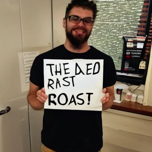 Image similar to the ugliest redditor alive holding up an r / roastme sign