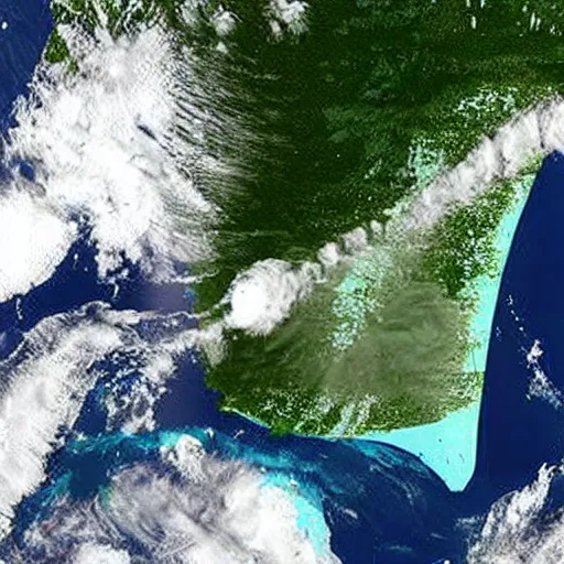 Image similar to satellite view of florida hurricane season. nasa