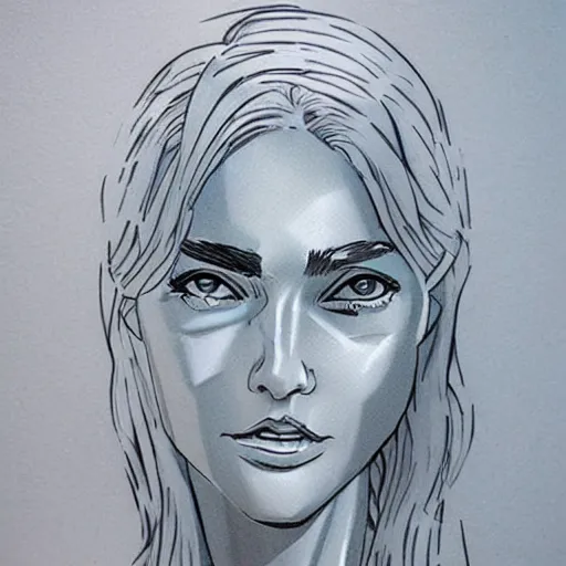 Image similar to woman portrait made out of ice, beautiful, cyborg, comic book art