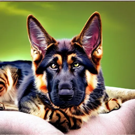 Image similar to a feline german shepherd - cat - hybrid, animal photography