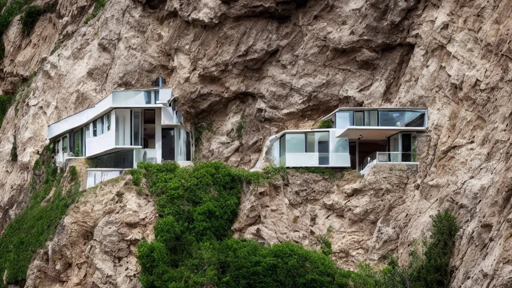 Image similar to house built on the side of a cliff, award winning photo