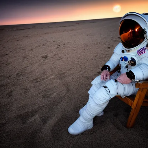 Image similar to an astronaut relaxing on the beach, dramatic lighting, cinematic, extremly high detail, photorealistic, cinematic lighting, nasa footage