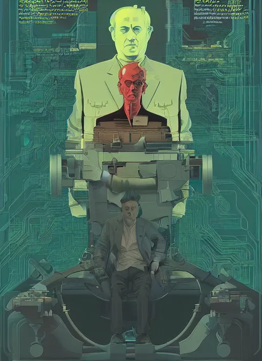 Prompt: Transhumanist propaganda poster artwork by Michael Whelan and Tomer Hanuka, retrofuturistic, clean