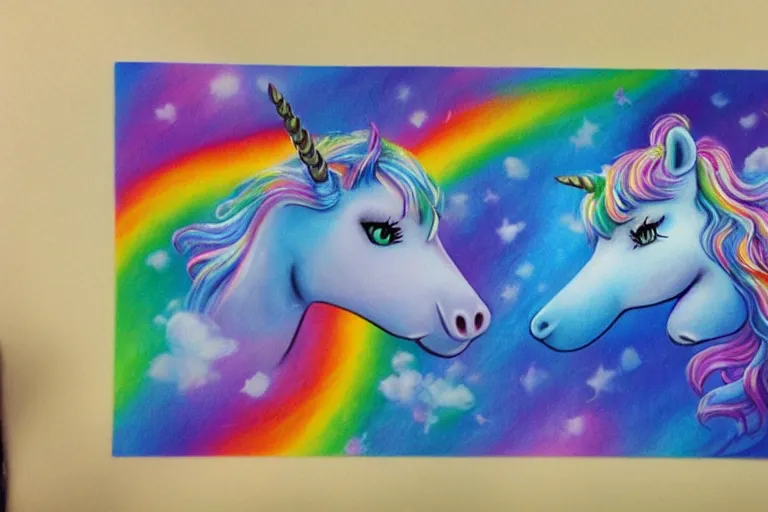 Prompt: badly done cheesy unicorn airbrush art