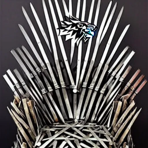 Prompt: game of thrones chair made of forks