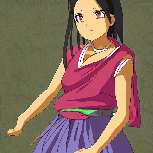 Image similar to a nepali woman, anime style