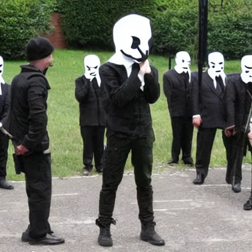 Prompt: anonymous being executed via firing squad