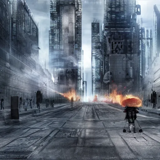 Image similar to A dystopian future, hyper realistic, HD, HQ, photo realistic