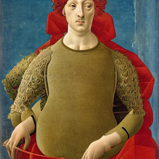 Image similar to portrait of ankylosaurus dressed as an italian nobleman, 1 4 0 0, painting by botticelli