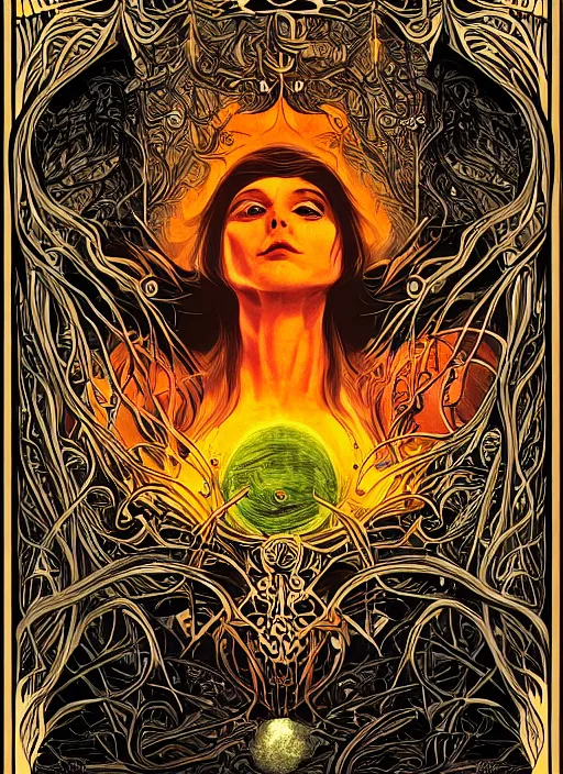 Prompt: endless forest, black holes, art nouveau, 7 0 s pulp poster art, majestic character, detailed, album cover, metalhead