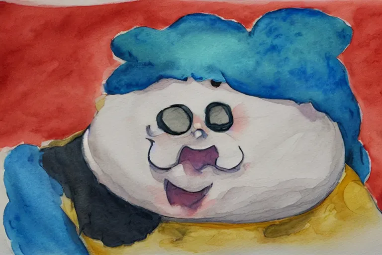 Prompt: obese discord moderator, watercolor, highly detailed