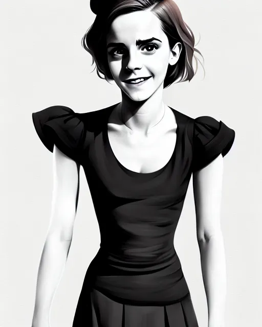 Image similar to beautiful full body Emma Watson smiling illustration by lois van baarle and loish and ross tran and rossdraws and sam yang and samdoesarts and artgerm and Cecil Beaton, Lee Miller, Irving Penn, David Bailey, octane render, cgsociety