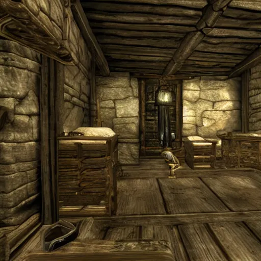 Prompt: skyrim screenshot, !!!!12th century!!!! apothecary!!!! shop!!!!