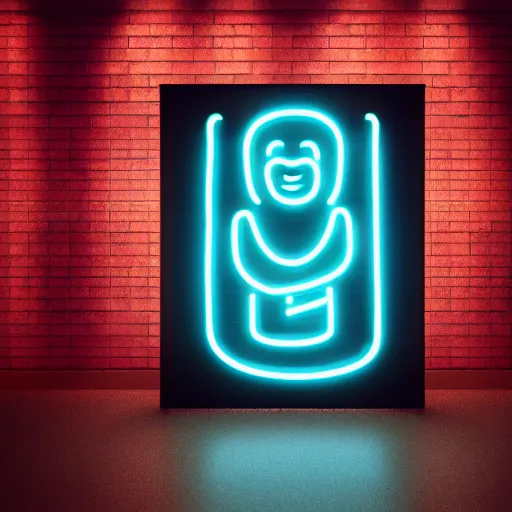 Image similar to neon sign light Buddha, neon tube Buddha, brick background, octane render, high definition