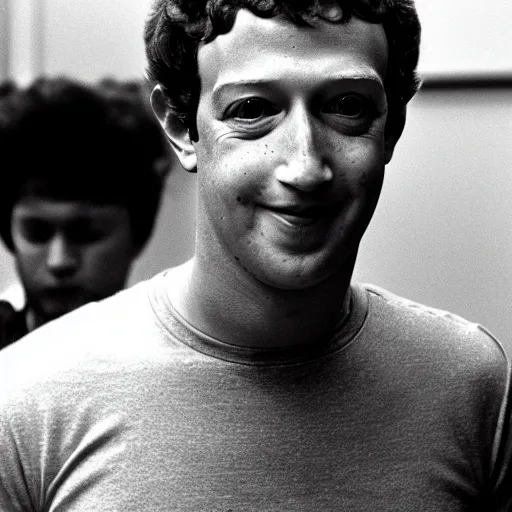 Image similar to Mark Zuckerberg as an evil supervillian in a movie, 1980s