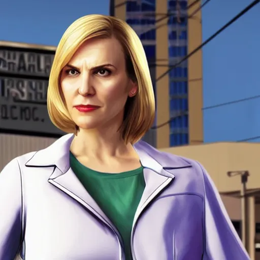 Prompt: Kim Wexler from Better Call Saul as a GTA character portrait, Grand Theft Auto, GTA cover art