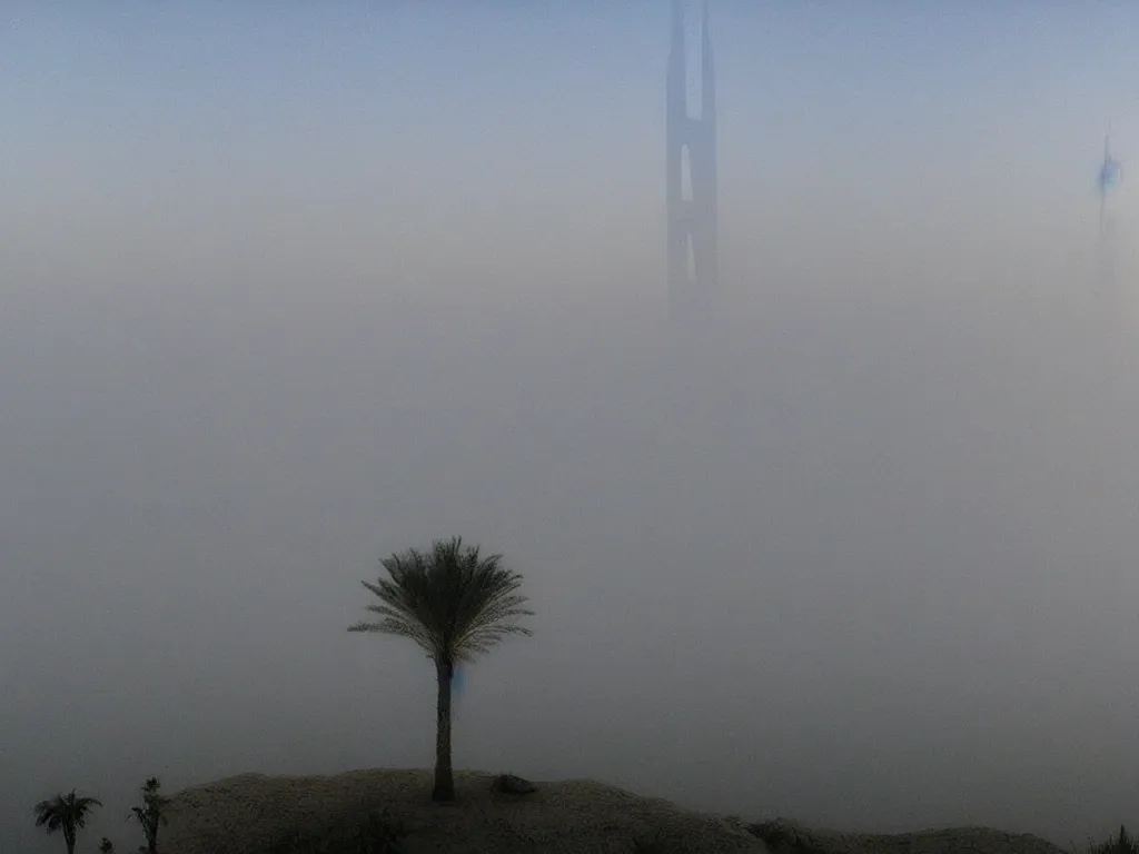 Prompt: fog dubai by caspar david friedrich