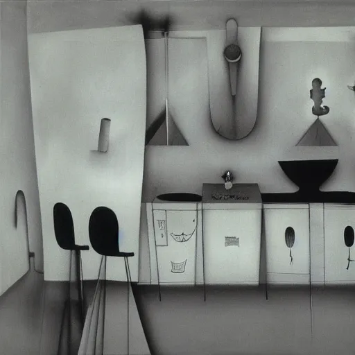 Prompt: kitchen, by yves tanguy