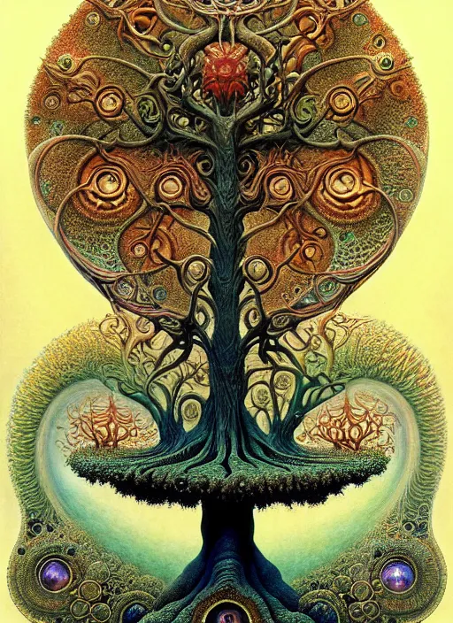 Image similar to tree of life by roger dean and andrew ferez, art forms of nature by ernst haeckel, divine chaos engine, symbolist, visionary, art nouveau, botanical fractal structures, organic, detailed, realistic, surreality