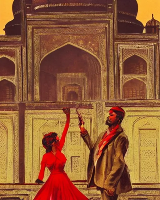 Image similar to tuesday weld visits the taj mahal by mort kunstler