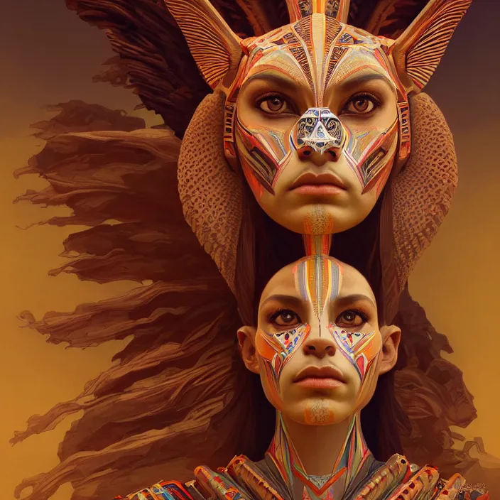 Image similar to symmetry! portrait of a sphinx, face decorated with opera motifs, leds horizon zero dawn machine, intricate, elegant, highly detailed, digital painting, artstation, concept art, smooth, sharp focus, illustration, art by artgerm and greg rutkowski and alphonse mucha, 8 k