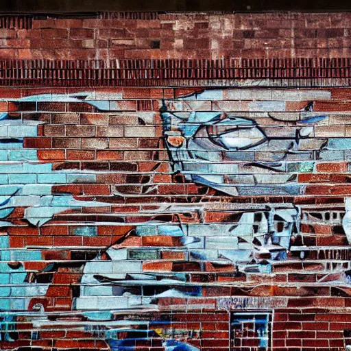 Image similar to street art by Ceser on a brick wall in New York, photorealism, 8k, high detail, unreal engine