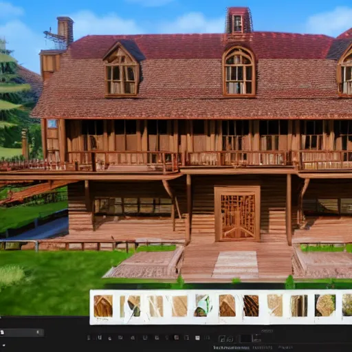 Image similar to Peaceful wooden mansion, unreal engine 5 tech demo