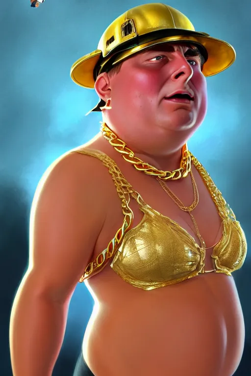 Image similar to eric cartman wearing cycling shorts and gold chains surrounded by beautiful women, elegant, real life skin, intricate, high detailed, artstation, concept art, smooth, sharp focus, art by artgerm and greg rutkowski