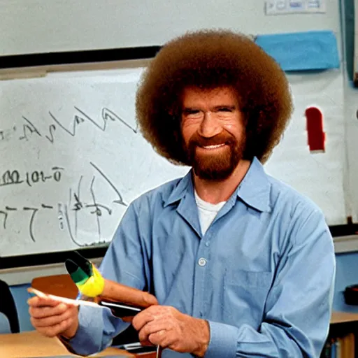 Prompt: bob ross in science class