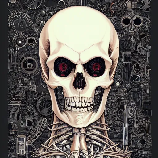 Image similar to anime manga skull portrait man skeleton, robot cyborg, intricate, elegant, highly detailed, digital art, ffffound, art by JC Leyendecker and sachin teng