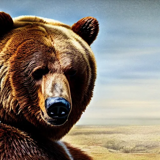 Prompt: a bear enlisted into the us army portrait, 4 k, high resolution, still, landscape, hd, dslr, hyper realistic