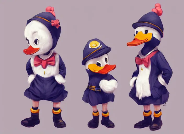 Prompt: award - winning detailed concept art of a cute iconic anthropomorphic little duck character wearing a sailor suit. art by wlop on bcy. net, realistic. detailed feathers, art by cheng yi. artstationhd, artgerm, disney