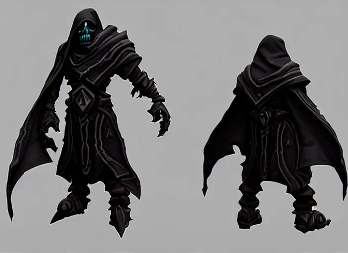 Image similar to cloaked wraith skull, stylized stl, 3 d render, activision blizzard style, hearthstone style, darksiders style